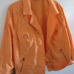 chico's orange unlined 100% cotton jacket l xl 3